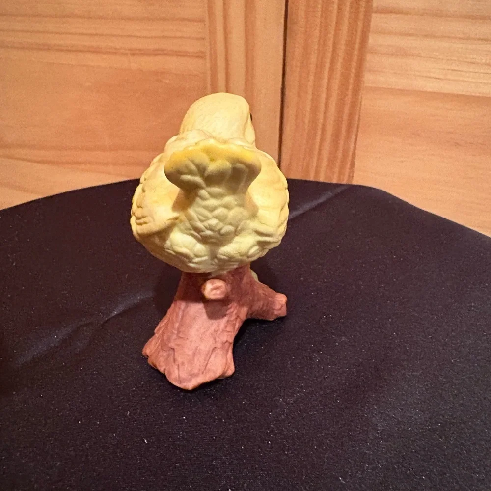 Homco Ceramic Canary Bird Figurine #8885 Yellow Ceramic Flowers on Branch
